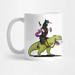 Ninja Unicorn Riding T-Rex Dinosaur Mug